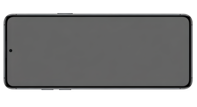 Modern black smartphone with blank dark screen, horizontal, isolated on transparent background - Powered by Adobe