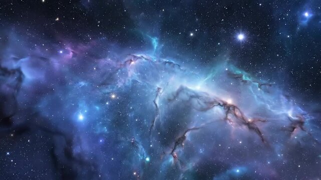 Cosmic nebula swirls of gas and dust in deep space background