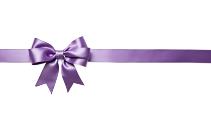 Purple Ribbon Bow on White Background satin gift isolated on a transparent background