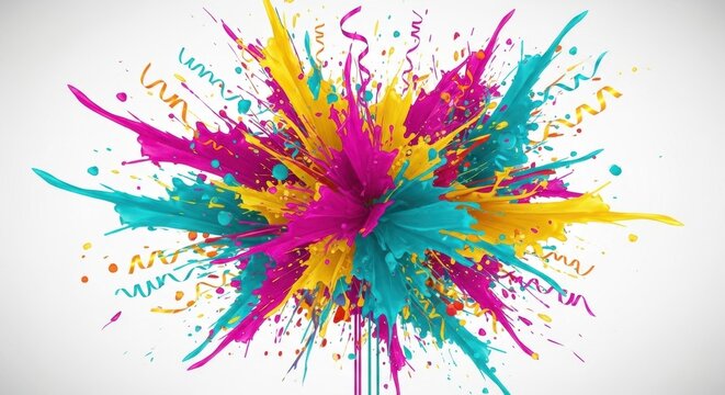 Dynamic burst of vibrant colors and confetti evoking celebration and festive energy, ideal for