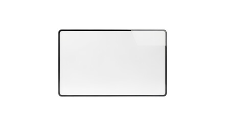 Empty rectangular whiteboard with a dark border and a distinct topright corner, isolated on transparent background