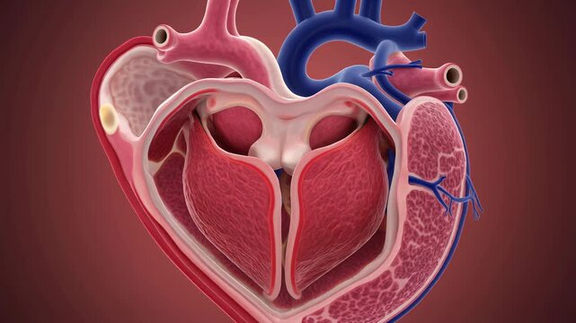 Animated cross-section of a human heart showing mitral valve leaflets in motion