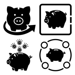 Savings Finance Piggy bank Abstract swirl decorative design element in blue teal purple