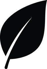 Modern black leaf icon vector symbol. simple nature plant organic eco environment design element
