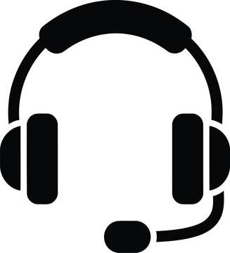 Customer support headset with microphone icon vector. online service, call center, gaming, communication symbol