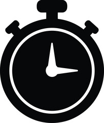 Black stopwatch icon vector for time management speed and deadline tracking
