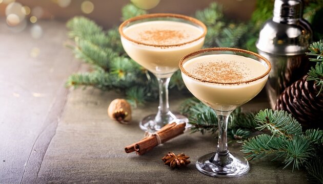 Eggnog Martini Or Brandy Alexander Cocktail For Christmas
