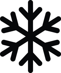 Black snowflake icon symbol for winter freeze cold weather climate vector graphic