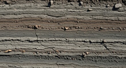 Soil layers texture background, geological stratification, earth layers, ground layers, soil profile view