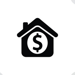 Home with dollar sign icon   real estate finance, mortgage, property investment symbol