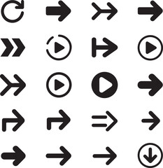 Unique arrow icons vector set Black Directional Arrows Navigation. Arrows point in various directions. Grunge Hand Drawn Media Control Icon Set.