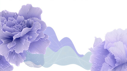 Elegant banner with lilac flowers and flowing lines in a feminine and cosmetic-inspired style