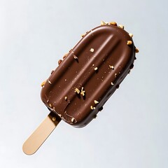 Chocolate popsicle with nuts isolated on white background