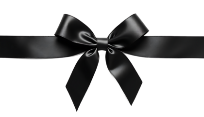 Black Ribbon Bow on White Background gift present isolated on a transparent background