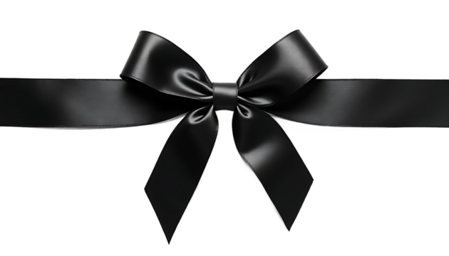 Black Ribbon Bow on White Background gift present isolated on a transparent background
