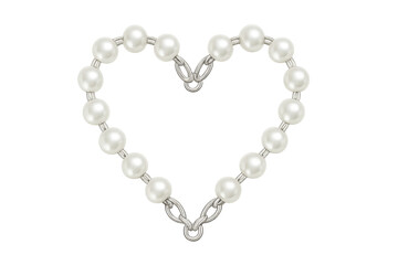 Obraz premium Pearl chain forming heart shape on transparent background