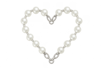 Pearl chain forming heart shape on transparent background