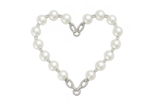 Pearl chain forming heart shape on transparent background