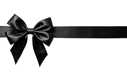 Black Satin Ribbon Bow on White Background gift isolated on a transparent background