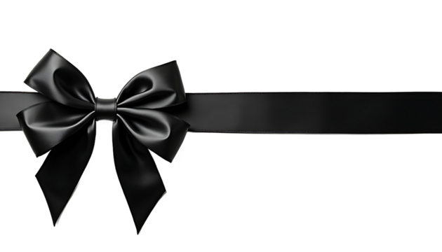 Black Satin Ribbon Bow on White Background gift isolated on a transparent background - Powered by Adobe