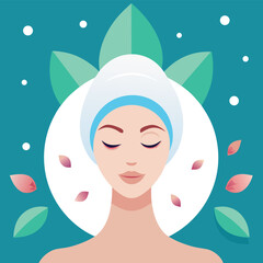 Woman with turban for spa treatment