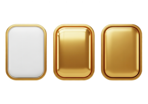 Three rectangular containers isolated on transparent background