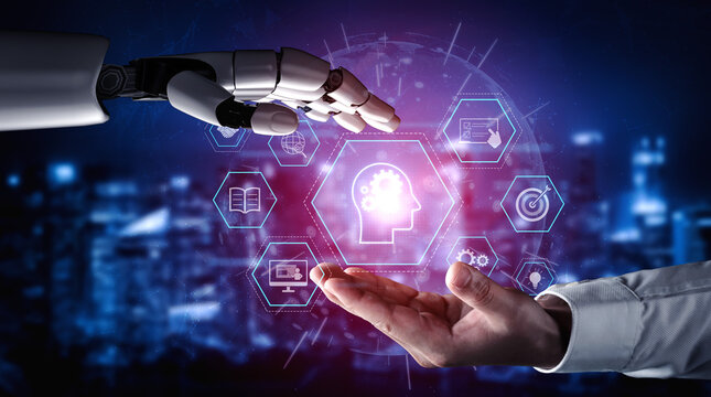 AI or human-driven skill acquisition and training with icons of knowledge, goals, task management, and system optimization Vouch