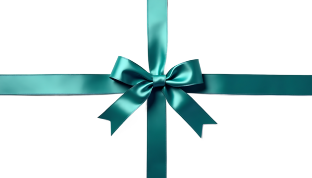 Dark Teal Ribbon Bow on White Background image attr1 isolated on a transparent background