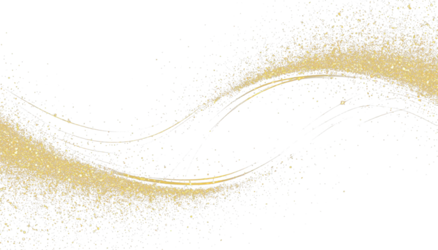 Golden powder whirls transparent background for festive banner overlay