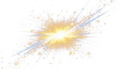 Golden rays with blue dust light burst transparent PNG