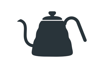 Obraz premium Flat vector illustration of kettle with curved spout and handle rounded silhouette clean outline