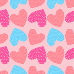 Adorable seamless pattern with hearts. Lovely background, ideal for Valentine's Day and other romantic occasions. Suitable for textiles, wrapping paper, banners, love-themed graphics, and decorations.