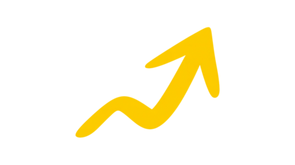 Watch Your Profits Soar with this Dynamic Yellow Arrow Pointing Upward, Perfect for Business Growth, Financial Success, and Positive Trend Presentations