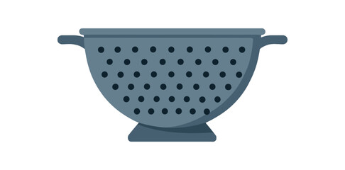Flat vector illustration of colander with perforation pattern rounded bowl form clean vector style