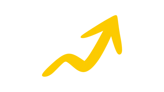 Watch Your Profits Soar with this Dynamic Yellow Arrow Pointing Upward, Perfect for Business Growth, Financial Success, and Positive Trend Presentations - Powered by Adobe