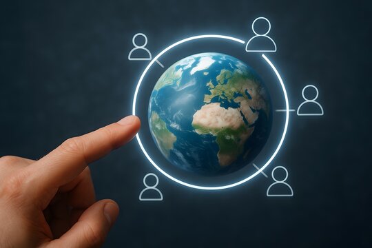 Global Connection with the earth and people concept of networking.