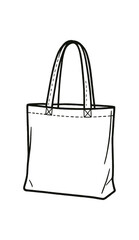 Cotton tote bag with long handles black silhouette with stitch and fold lines reusable carry solution