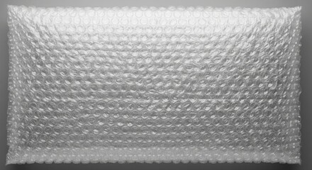 Transparent Plastic Bubble Wrap Texture. air-filled bubbles are arranged in a regular honeycomb pattern. Some highlights reflect on the plastic surface. Placed over a neutral grey background