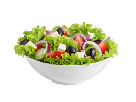 Close-up photo of fresh salad with vegetables in white plate