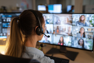 The woman is a telecommuter or a customer service representative