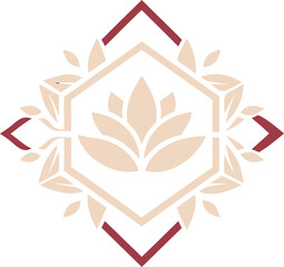 Obraz premium Elegant lotus flower emblem with geometric leaf design, modern style