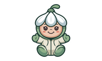 Cute Baby Plant Mascot Logo – Adorable Botanical Character Vector