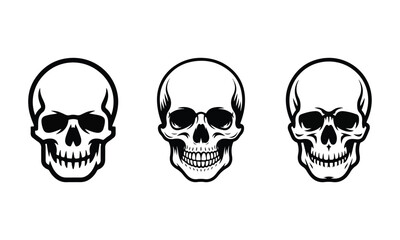 Skull Vector Set &ndash; Minimal Monochrome Horror Icons