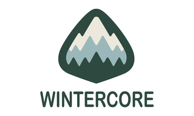 Wintercore Mountain Logo &ndash; Cold Climate Adventure Emblem