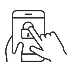 Phone unlock smartphone icon in line design. phone unlock, screen lock, security access, smartphone protection, unlock gesture, mobile safety, access control, digital security on white background