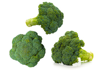 Fresh tasty broccoli isolated on white background.