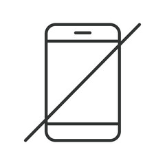 No phone smartphone icon in line design. no phone, restriction, disable device, smartphone block, do not use symbol, prohibition, mobile stop, device limit on white background vector. No phone