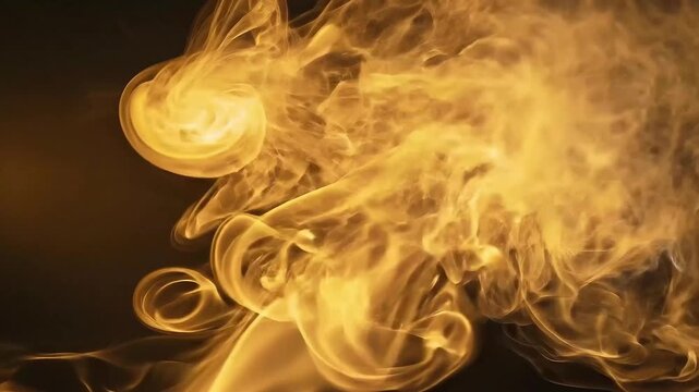 Golden and white smoke trails swirl and flow creating abstract shapes