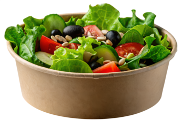 PNG Take away food in brown paper craft plate with salad and blank label mockup packaging meal bowl vegetable.