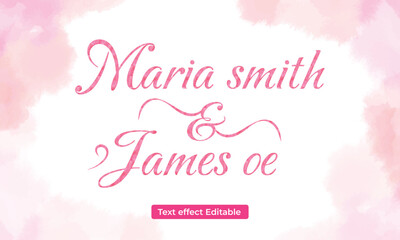 Wedding text effect editable with watercolor style